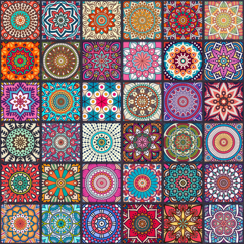 Ethnic floral seamless pattern