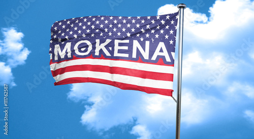 mokena, 3D rendering, city flag with stars and stripes photo