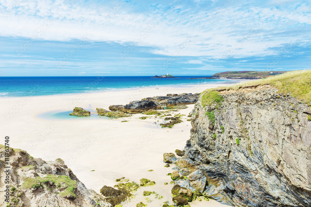 Popular St Ives Atlantic ocean coast, Cornwall, England, United