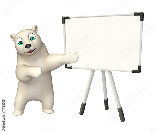 fun  Polar bear cartoon character with display board © visible3dscience