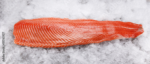 Salmon fillet on ice