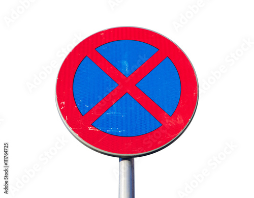 Standing is prohibited. Road sign isolated