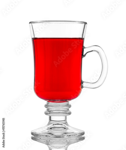 Glass of red mulled wine, isolated