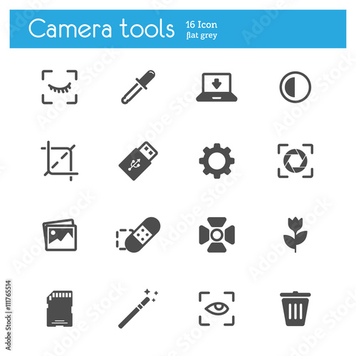 Camera tools flat icons