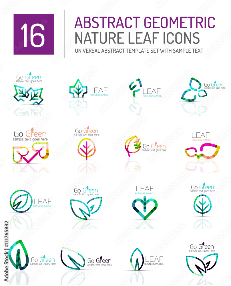 Geometric leaf icon set Geometric leaf icon set
