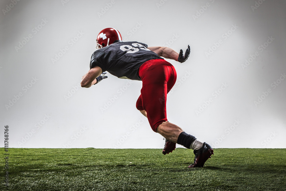The american football player in action The american football player in action