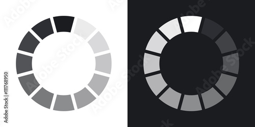 Loading icon, vector illustration. Two-tone version on black and