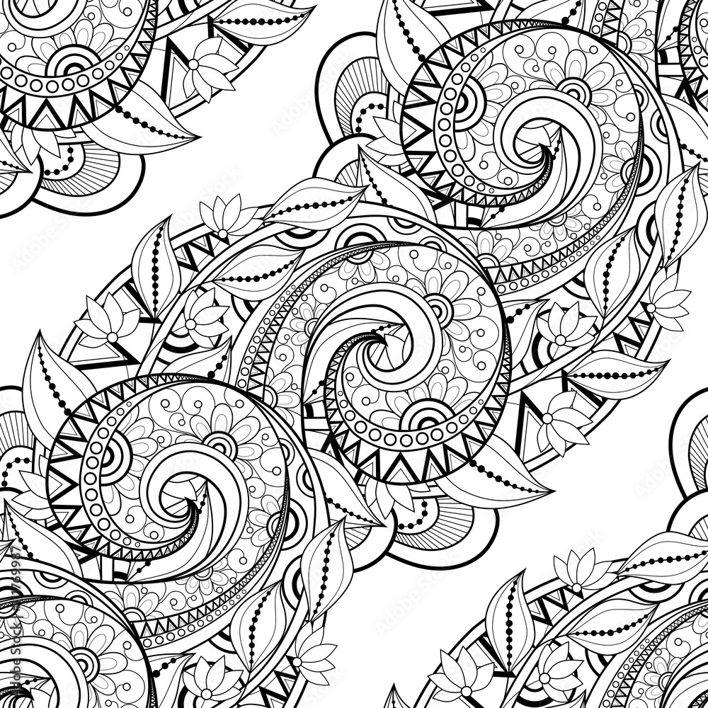 Vector Seamless Monochrome Floral Pattern Vector Seamless Monochrome Floral Pattern