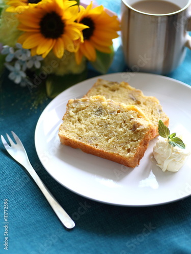 Homemade Banana Cake with Cream
