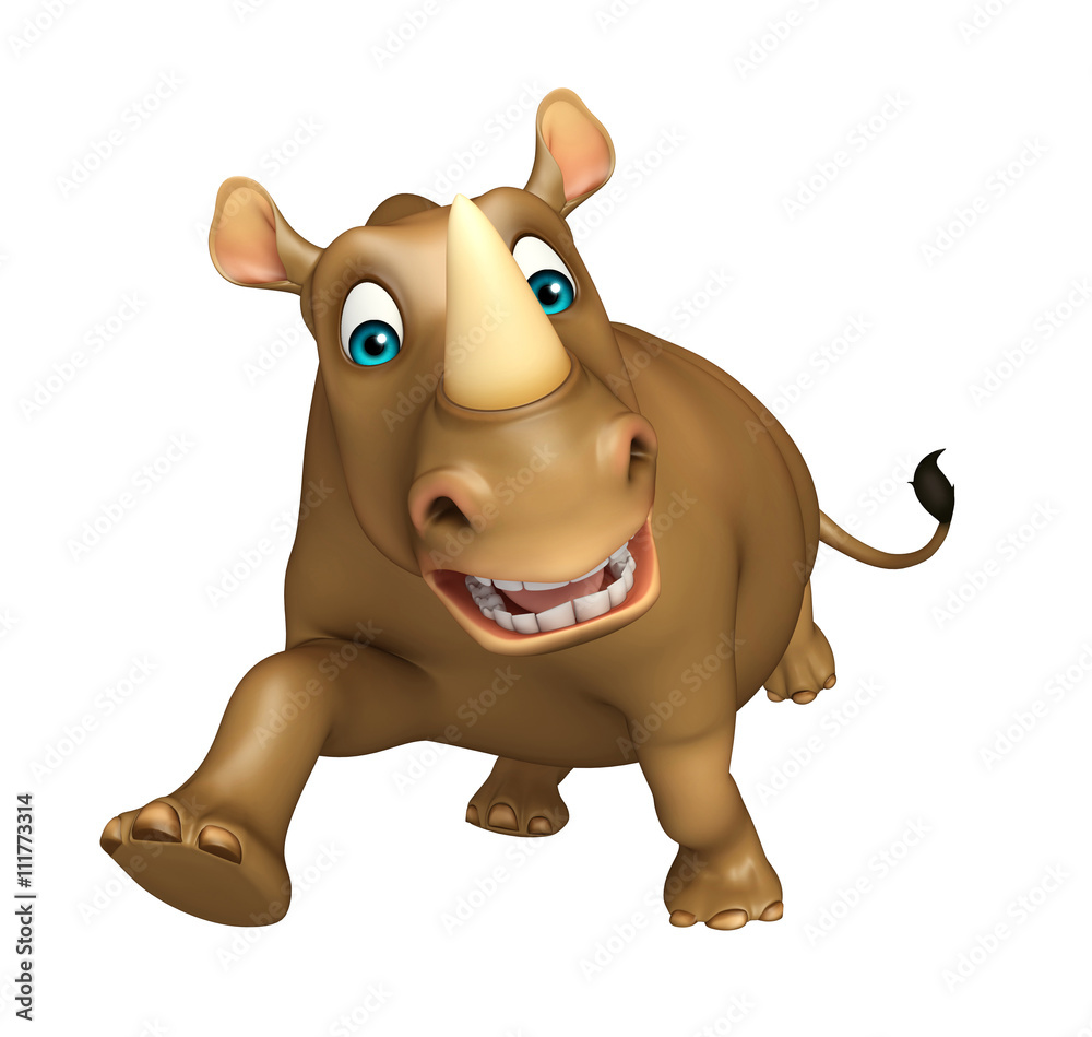 Fototapeta premium running Rhino cartoon character