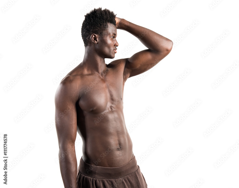 Strong black man posing in studio Strong black man posing in studio