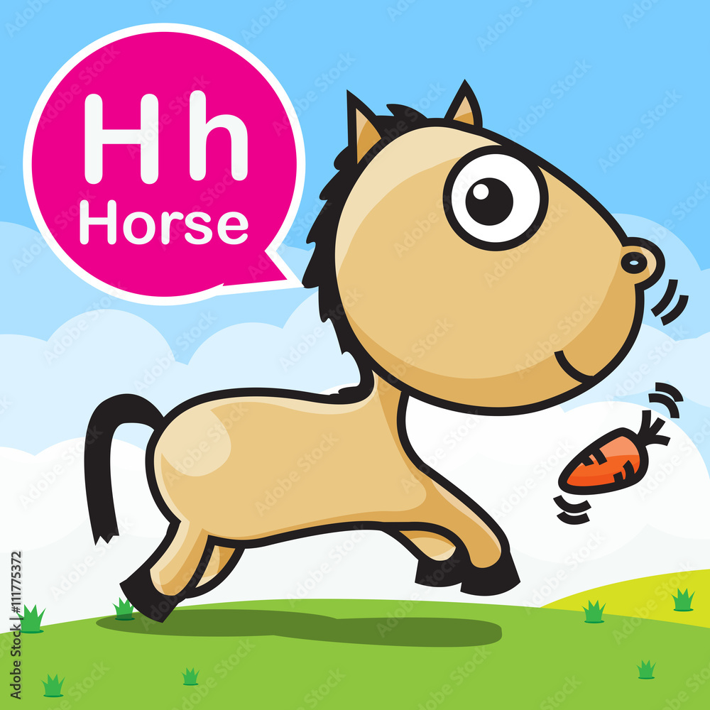 Obraz premium H Horse color cartoon and alphabet for children to learning vec