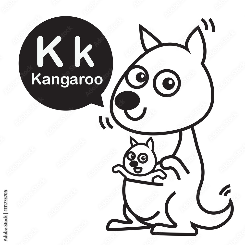 K Kangaroo cartoon and alphabet for children to learning and col K Kangaroo cartoon and alphabet for children to learning and col