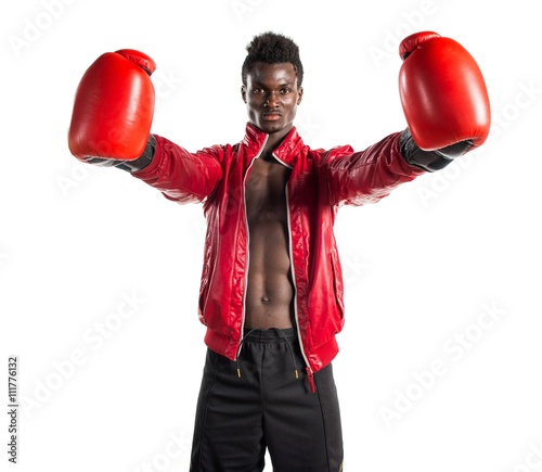 Black man with boxing gloves