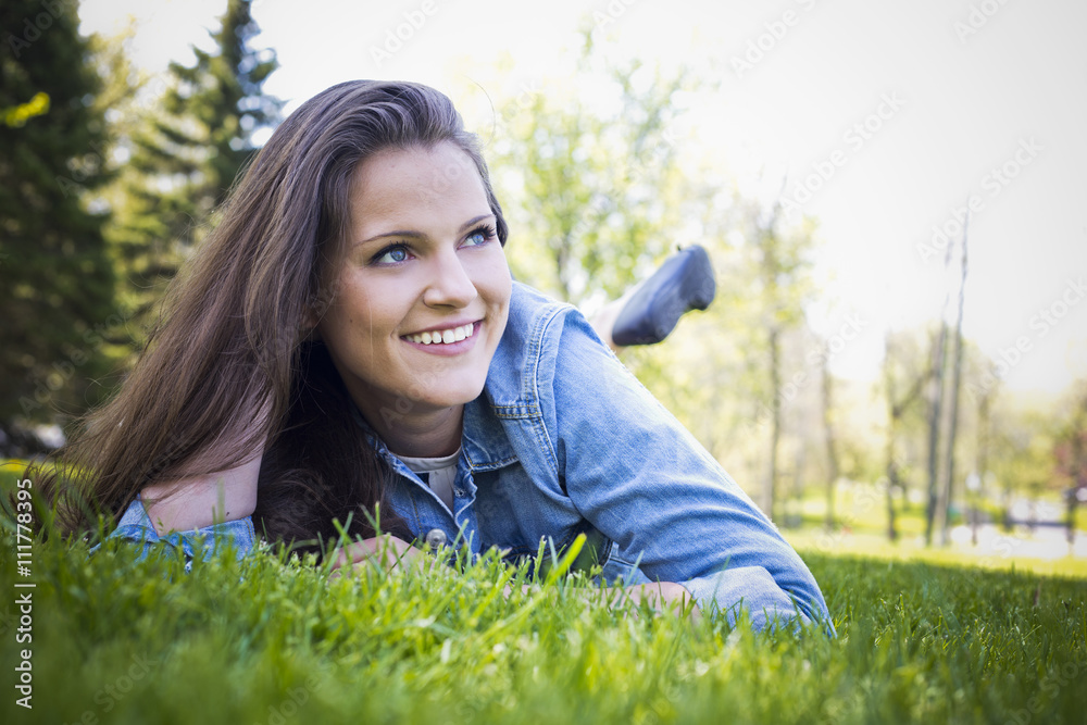 casual brunette outdoors casual brunette outdoors