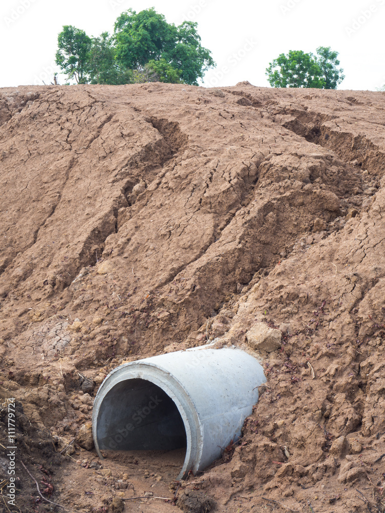 Concrete drainage pipes landfill cover soil. Concrete drainage pipes landfill cover soil.