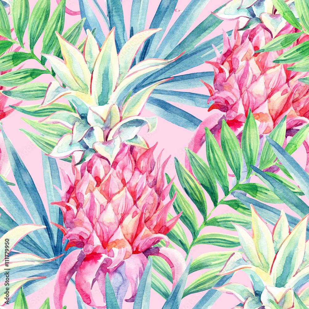 Obraz Akwarela ananasowy owocowy wzór