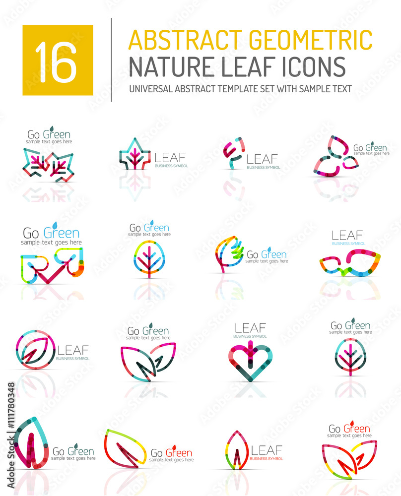 Geometric leaf icon set Geometric leaf icon set