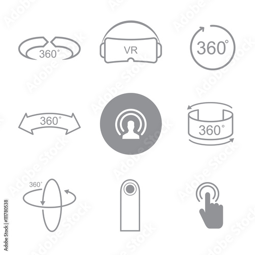 360 degrees view sign icon