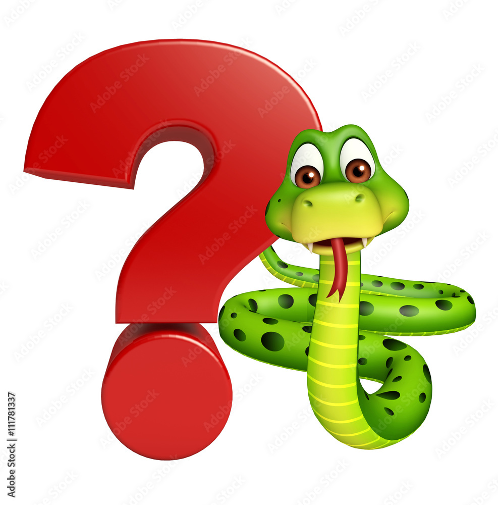 Obraz premium cute Snake cartoon character with question sign