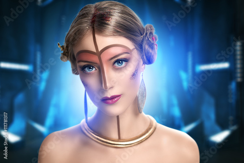 Schilderij op canvas young beautiful girl, model, woman, princess, character, alien