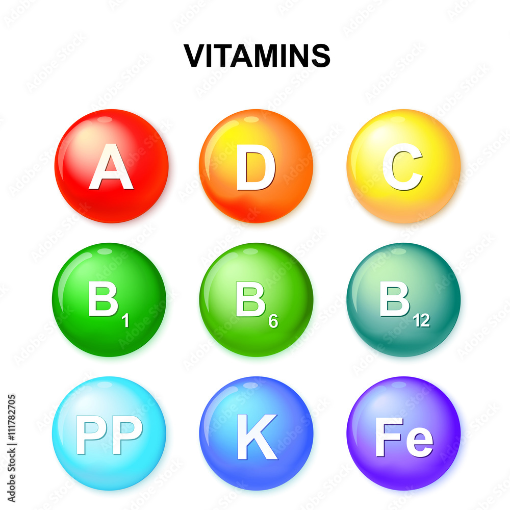 button with vitamins. Set. button with vitamins. Set.