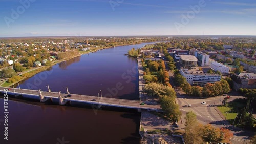 Wallpaper Mural Beautiful city of Parnu in aerial view. The beauty of the city on a fine weather with the bridge Torontodigital.ca