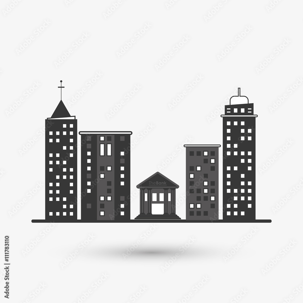 City design. Building icon. Isolated illustration, editable vector