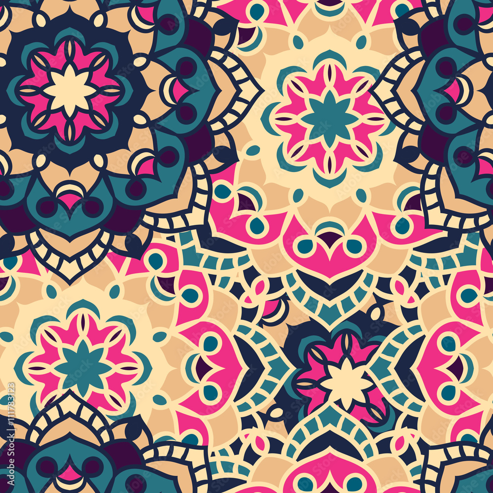 Seamless round ornament pattern. Seamless mandala pattern