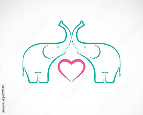 Vector image of elephant and heart on white background, Elephant