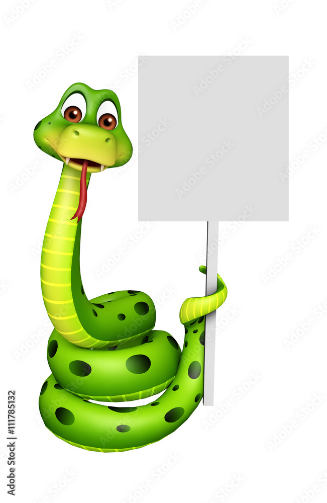 Fototapeta premium fun Snake cartoon character with board