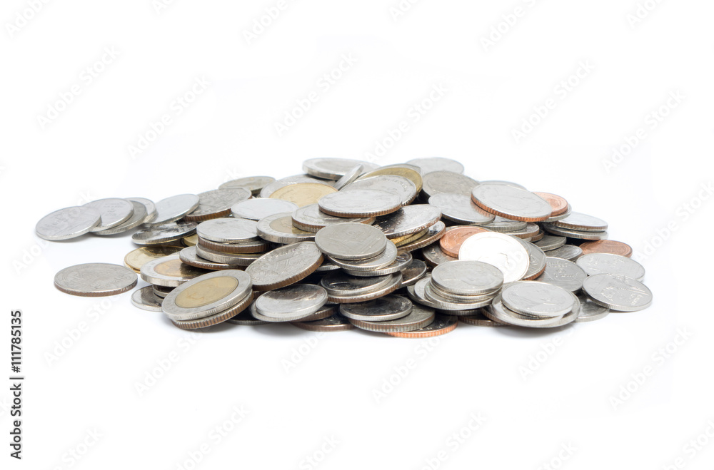 Coins of Thailand isolated on white background Coins of Thailand isolated on white background