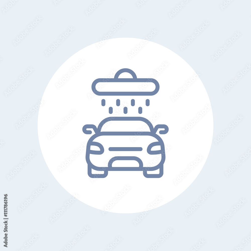 car wash line icon, linear pictogram isolated on white, vector illustration