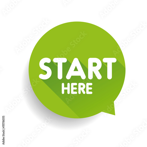 Start here button speech bubble green