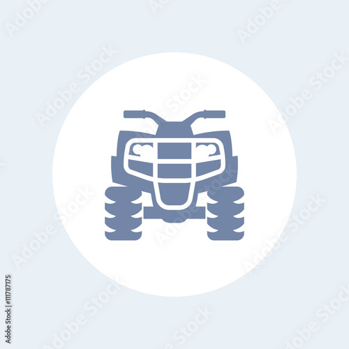 quad bike icon, all terrain vehicle, atv, quadricycle vector sign, icon isolated on white, vector illustration
