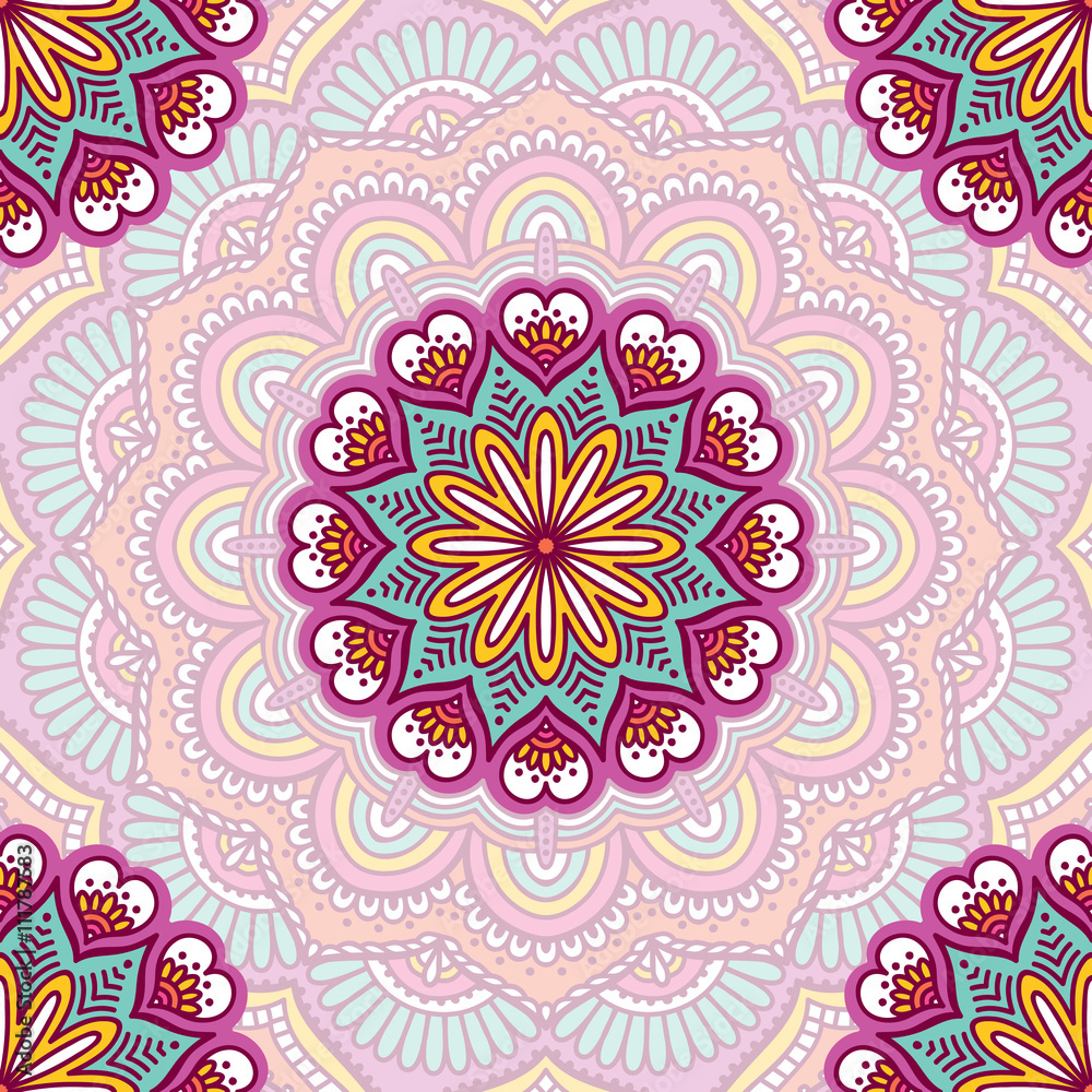 Fototapeta premium Ethnic floral seamless pattern