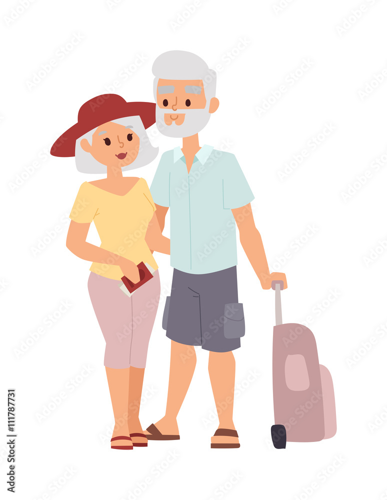 Summer old couple people illustration. Summer old couple people illustration.