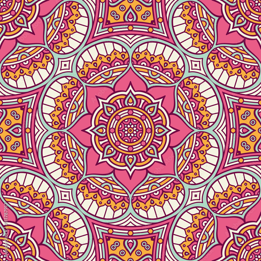 Ethnic floral seamless pattern