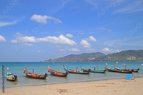 colorful boats on the shore, Patong beach © babble