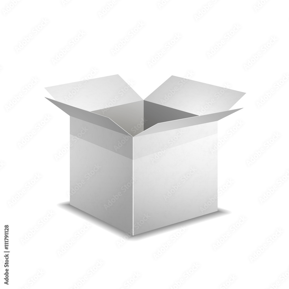 Isolated realistic open white box with shadow Isolated realistic open white box with shadow
