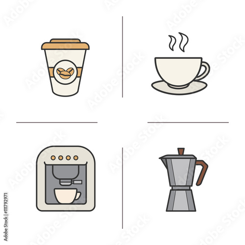 Coffee color icons set