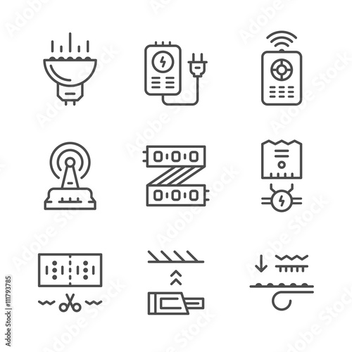 Set line icons of LED equipment