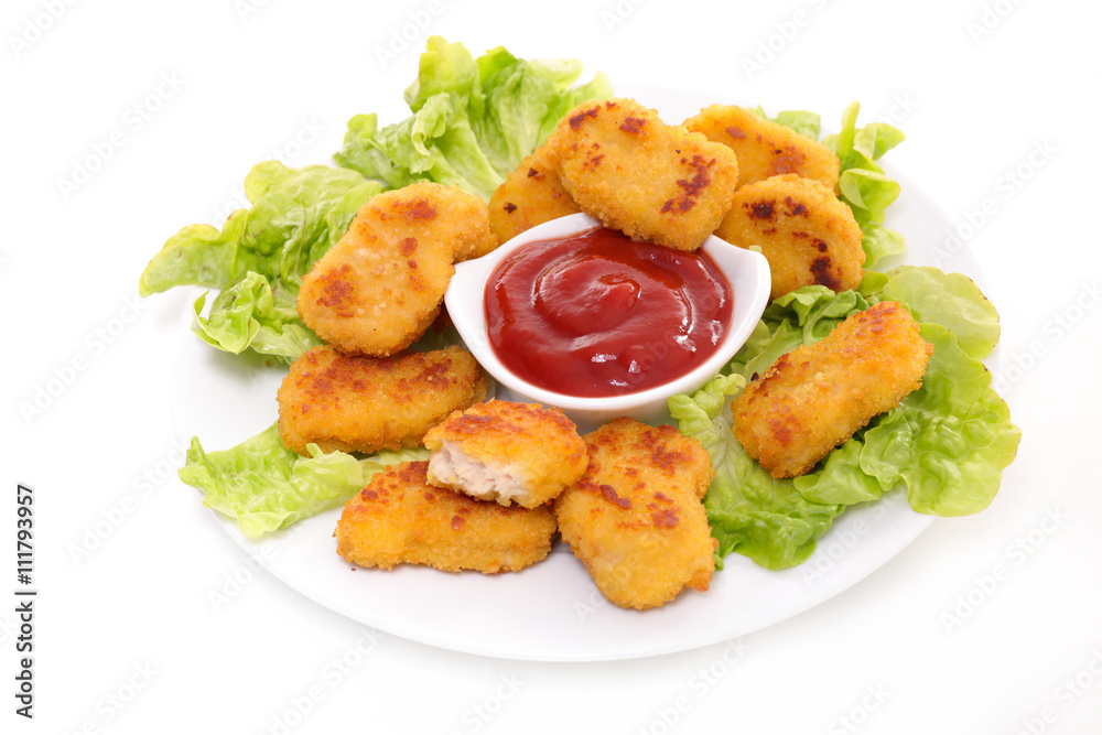 fried chicken nugget and salad fried chicken nugget and salad