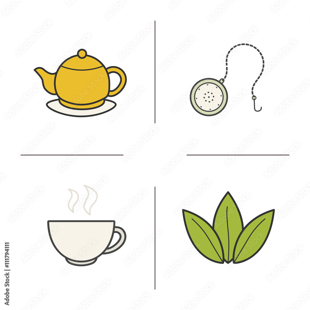 Tea color icons set