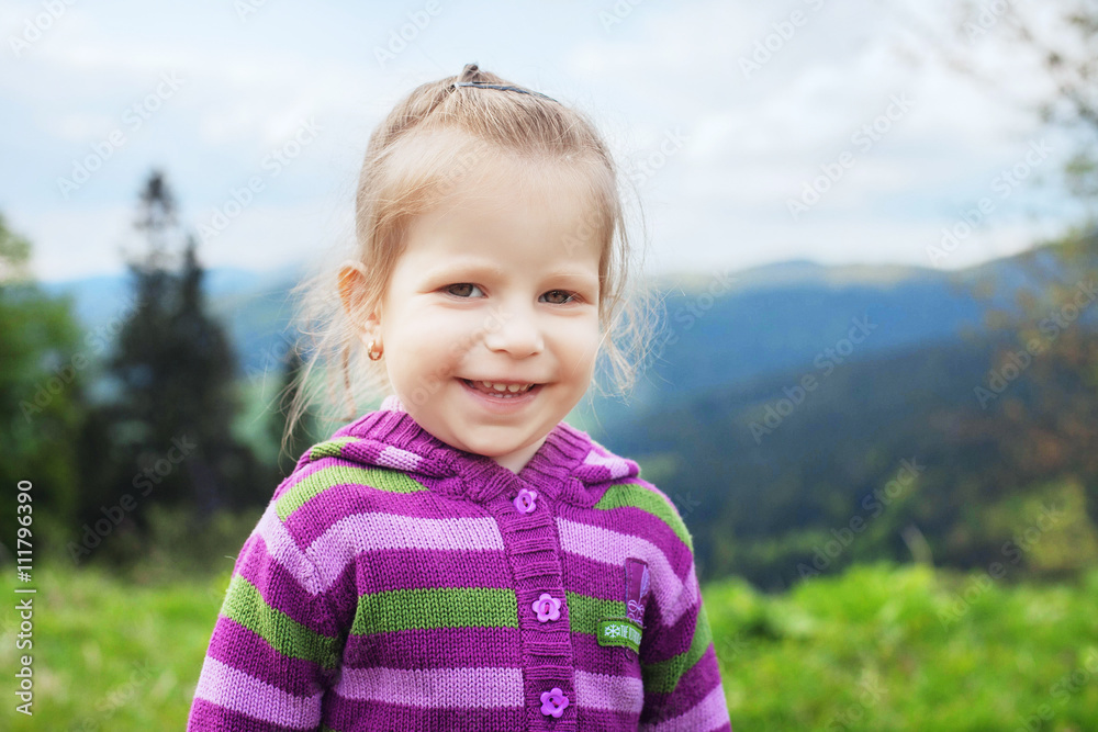 happy beautiful child traveling in the mountains happy beautiful child traveling in the mountains