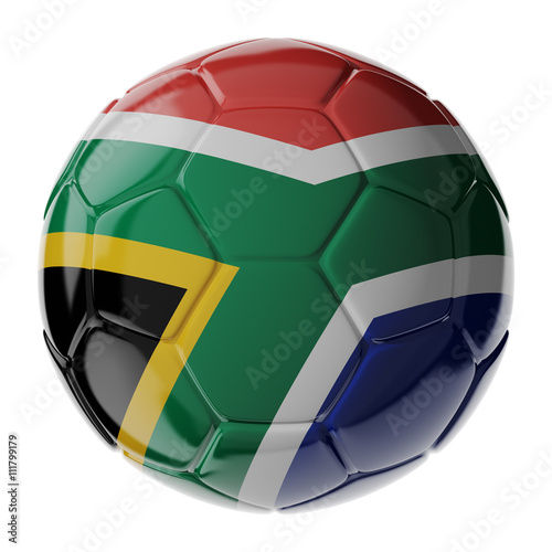Soccer ball. Flag of South Africa