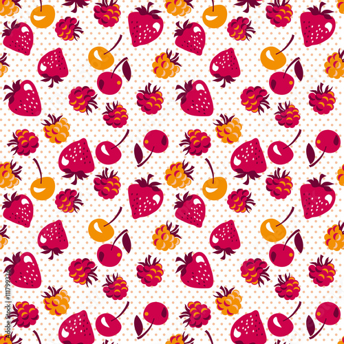 vector illustration of berries pattern. forest berries assorted