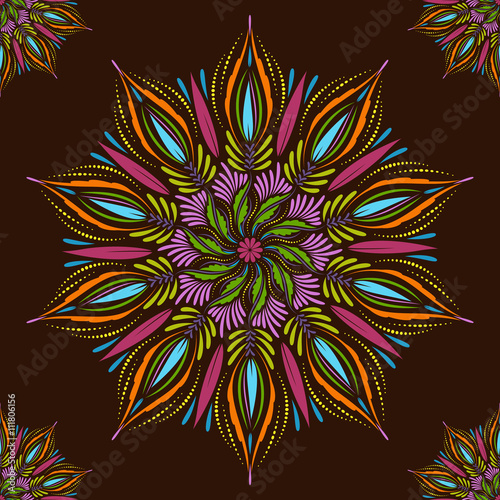 Seamless vector mandala pattern. Vintage decorative elements in boho style. Indian, tibetan, ottoman motifs.