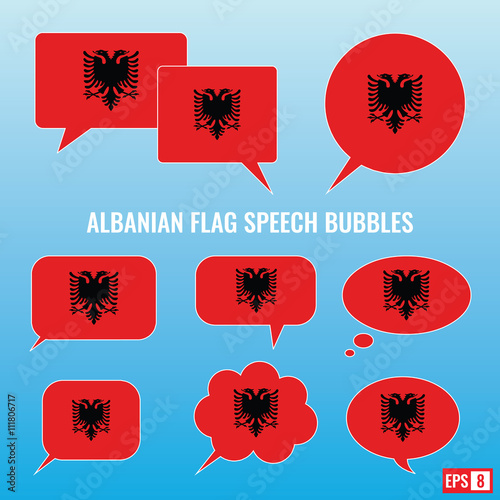 Albanian Flag Speech Bubbles