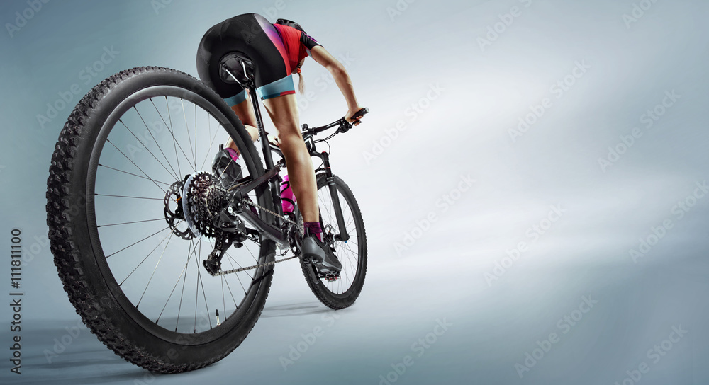 Obraz premium Sport. Athlete cyclists in silhouettes on white background. Isolated